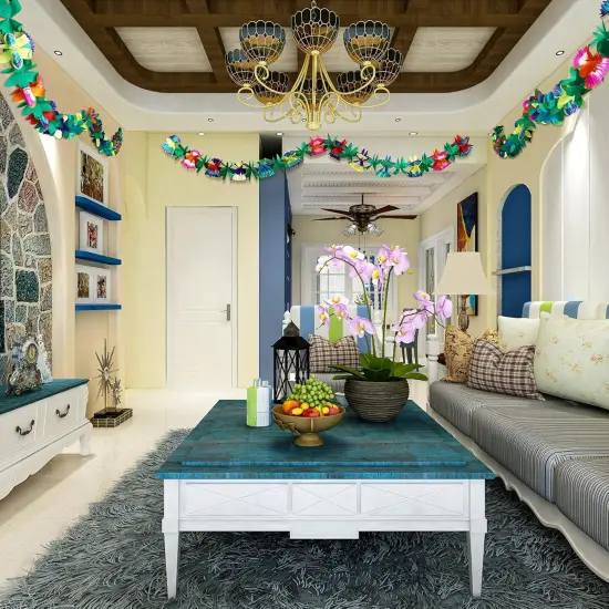 3 Pack Summer Tropical Paper Flower Garland Luau Party Decorations, 30FT Tissue Flower Banner for Hawaiian Summer Tiki Bar Tropical Party Decor {4}