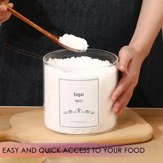 Brown Sugar Container- Cookie Jar (64oz/102oz) Set of 2-Large Glass Jar With Lid- Glass Jars Kitchen Canisters With Airtight Bamboo Lids- Food Storage Containers For Flour Sugar Cereal, Egg {3}