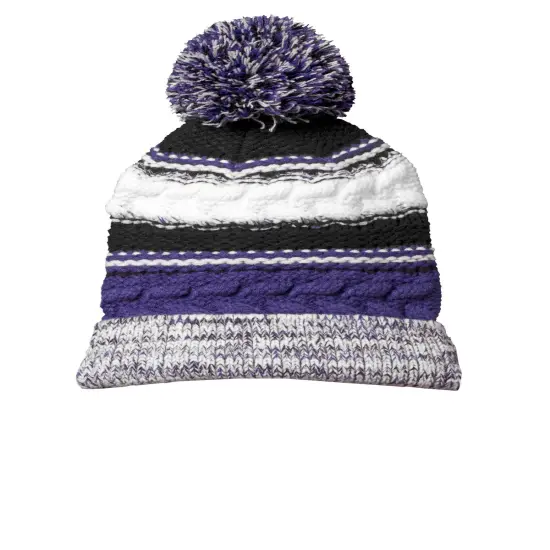 Sport-Tek&reg; Pom Pom Team Beanie IronGy/Blk/Wht {5}