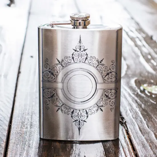 8oz Decorative Design Stainless Steel Flask {2}