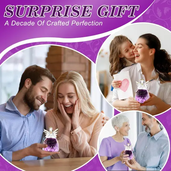 Purple Angel Rose Preserved Roses in Glass {4}