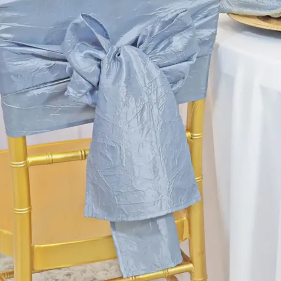 10 Pieces Dusty Blue Elegant Crushed Taffeta Chair Bands, 9.5"x108" Decorative Event Sashes {5}