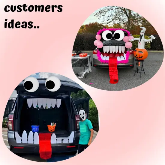 4E's Novelty Monster Trunk or Treat Car Decoration Kit - Huge Tongue Monster Face with Teeth & Tongue - Reusable Waterproof Halloween Car, SUV, Garage Door & Outdoor Party Decorations {5}