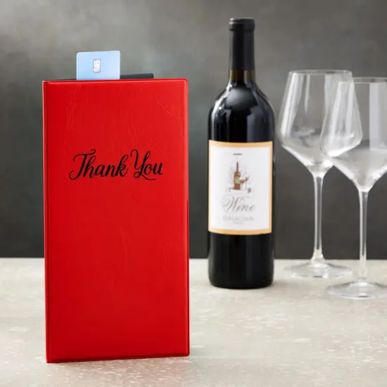 10 Pack Thank You Check Presenters for Restaurants, Red Guest Check Book for Server, Waiter, Waitress, Diners (1 Card Slot, 10.5 x 5.5 In) {3}