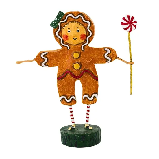 Lori Mitchell 5.75 In Gingerbread Boy & Girl Christmas Figurine Set , Lightweight Christmas Decor Peppermint Candy Christmas Brown {4}