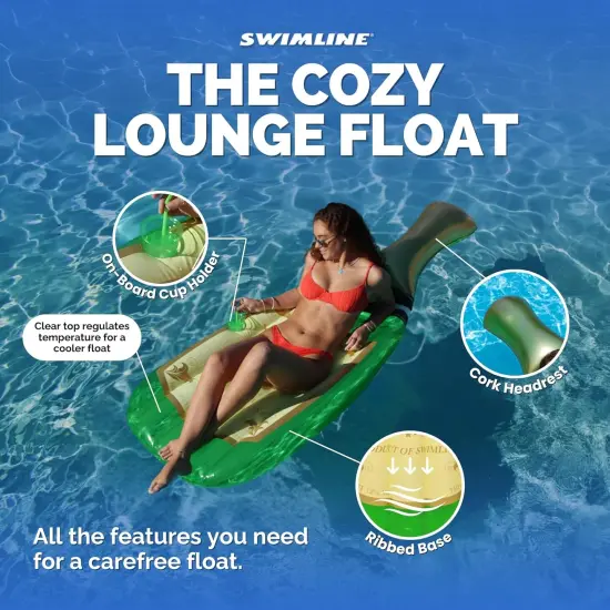 Swimline Inflatable Cheers Bubbly Champagne Pool Lounger - 86" Green {5}