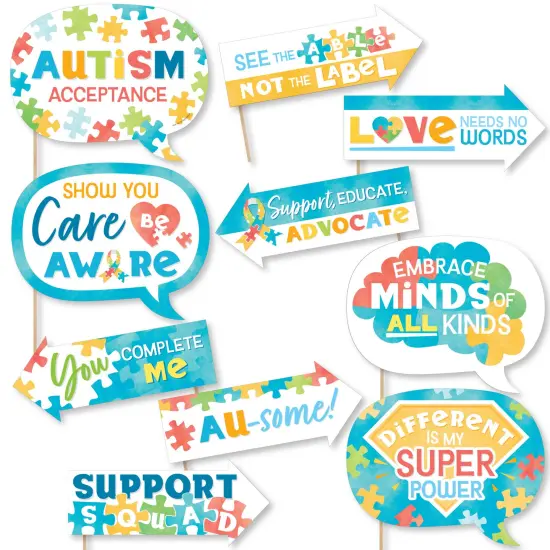 Big Dot of Happiness Autism Acceptance Photo Booth Props Kit - 10 Piece {1}