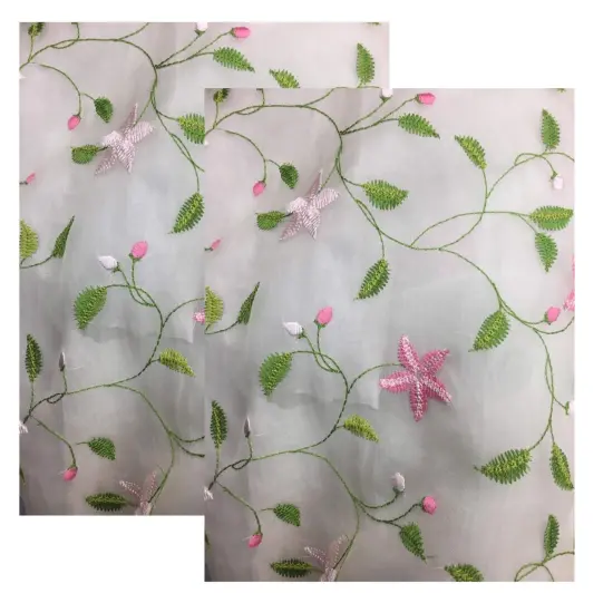 1 Yard Silk Organza Embroidered Fabric for Luxury Fashion 44/45 Inch Wide {2}