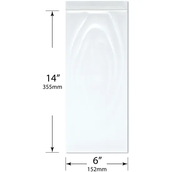 Plymor 6" x 14" (Pack of 100), 4 Mil Heavy Duty Zipper Reclosable Plastic Bags {3}