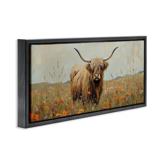 Stupell Industries Longhorn And Wildflowers Floating Frame, design by Petal Prints Design {3}