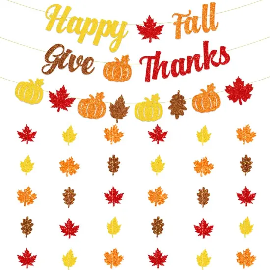 Glittery Happy Fall Banner (	Multicolor) {1}