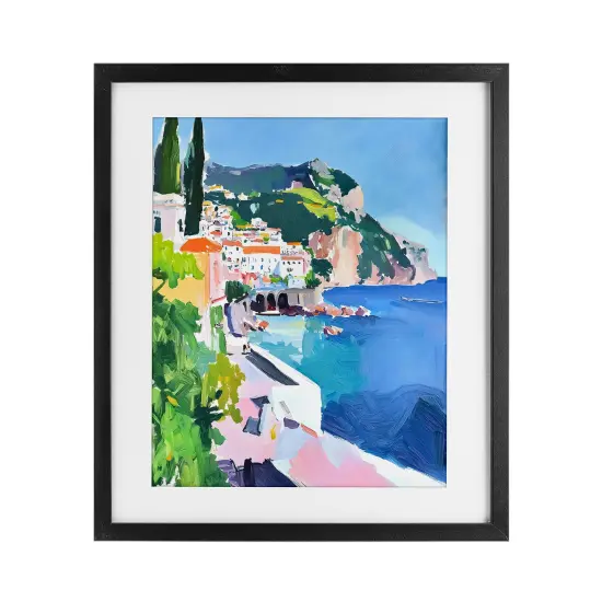 Stupell Industries Colorful Italian Coast Framed Print Under Glass, design by Riley B {1}