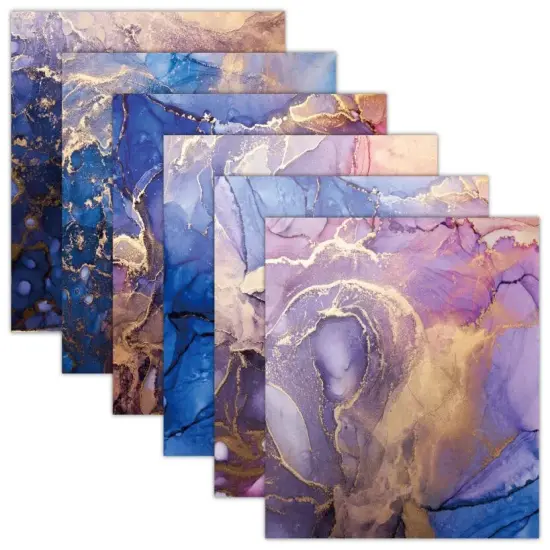Fluid Art Scrapbook Paper Pack. 12 Sheets of 15.2x15.2cm Heavyweight Paper Pad F07M2-3 AC230310-06 {4}