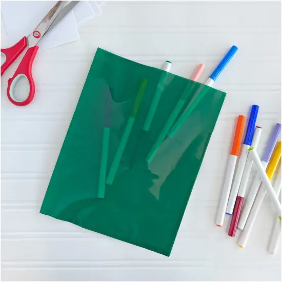 Plymor 8" x 10", Green 2 Mil Flat Open Plastic Poly Bags {4}