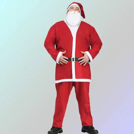 Plus Size Santa Pub Crawl Adult Costume Jacket Pants Hat Belt and Beard Set {2}