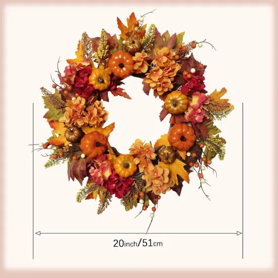 Artificial 20 Inch Autumn Front Door Wreath {3}
