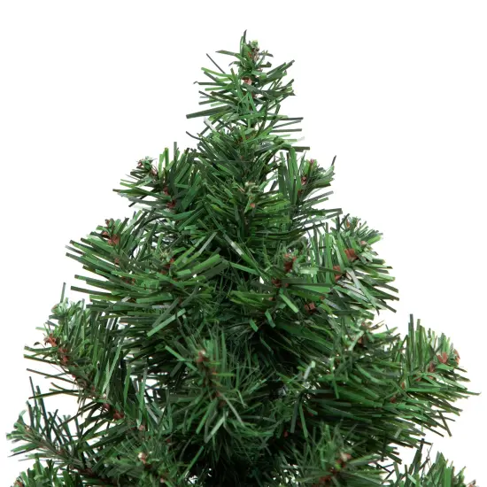 Northlight Mini Canadian Pine Artificial Christmas Tree with Faux Wood Base - 12" - Unlit Green {5}
