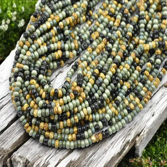 6/0 Aged Bonzai Picasso Mix Seed Beads (22" Strand) {4}