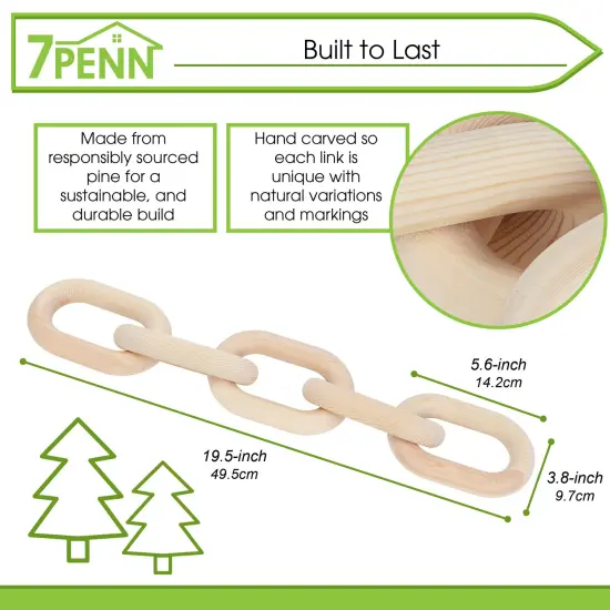 7Penn Wood Chain Link Decor - Small or Large Decorative Chain Coffee Table Decor {2}