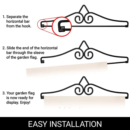 G128 Combo Pack Garden Flag Hanger 14IN & Garden Flag Welcome American Flag Flowers Printed 12x18IN Double Sided Yard Garden Lawn Decoration {3}