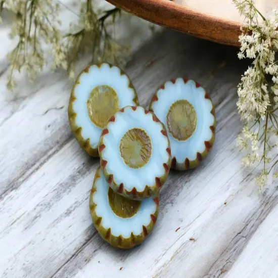 *15* 12mm Robins Egg Blue Picasso Table Cut Daisy Flowers {1}