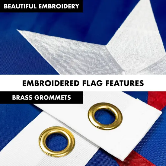 G128 - 6 Feet Tangle Free Spinning Flagpole (Black) Puerto Rico Flag Brass Grommets Embroidered 3x5 ft (Flag Included) Aluminum Flag Pole {4}