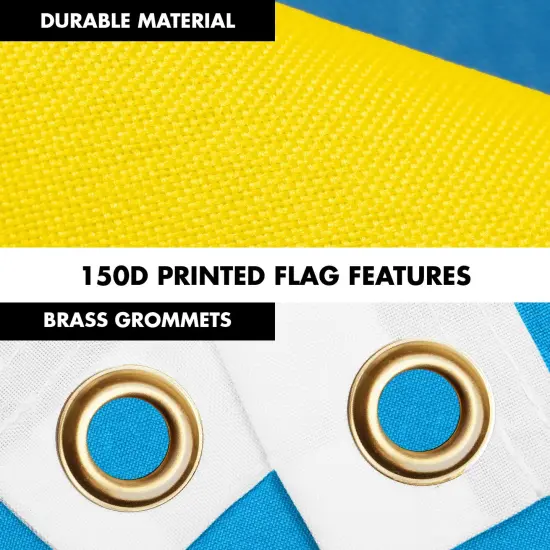 G128 Combo Pack: 6 Ft Tangle Free Aluminum Spinning Flagpole (White) & Tuvalu Tuvaluan Flag 3x5 Ft, LiteWeave Pro Series Printed 150D Polyester | Pole with Flag Included {4}