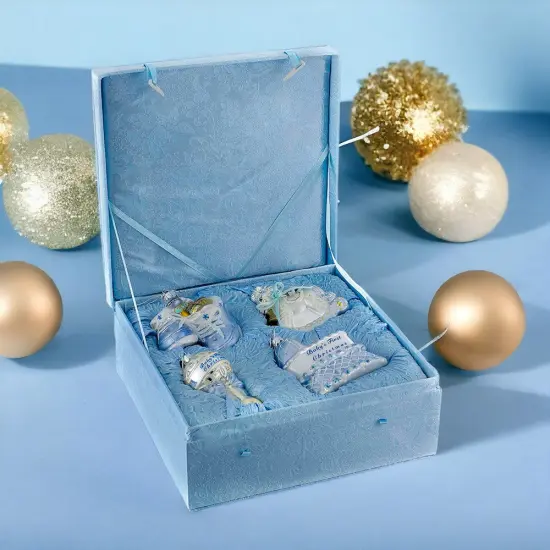 4" Noble Gems&trade; Baby Boy Glass Ornament Set4-Piece Boxed Christmas Decoration {1}