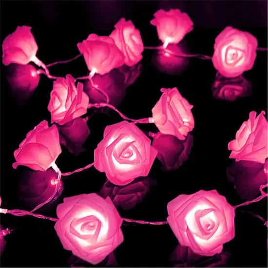 2 Packs 20 LED Rose Flower String Lights 10ft Battery Operated Decorative Light Warm white {6}