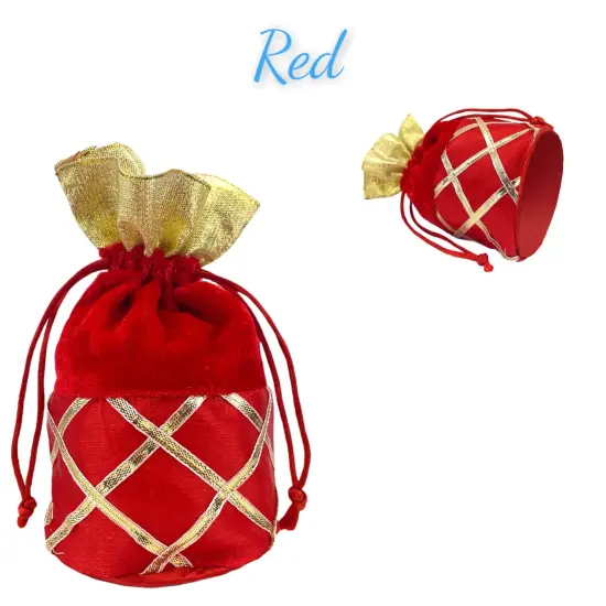 Pack of 20 Fabric Potli Bags Indian Traditional Silk Potli Ethnic Hand Bags for Women - Gift Pouch for Nikah Mehendi Hindu Punjabi Wedding Housewarming Return Gift {5}