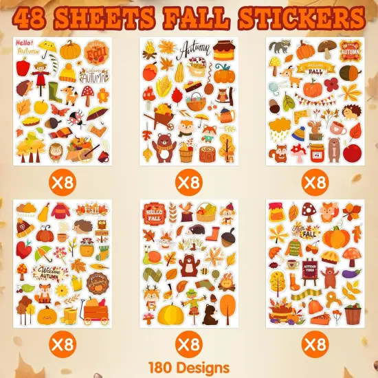 48 Sheets Fall Stickers - 1440 PCS {2}
