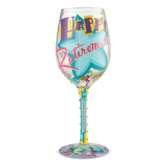 Enesco Lolita Happy Retirement Hand Painted Wine Glass {1}