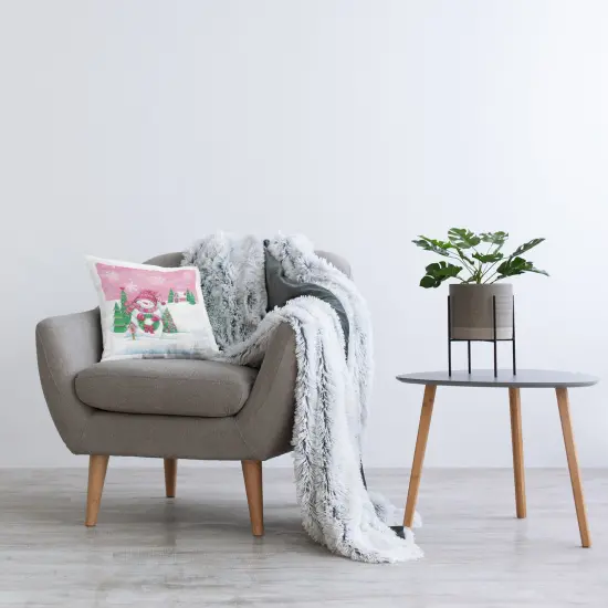 Winter Snowman & Cottage Design by Diane Kater Throw Pillow  {2}