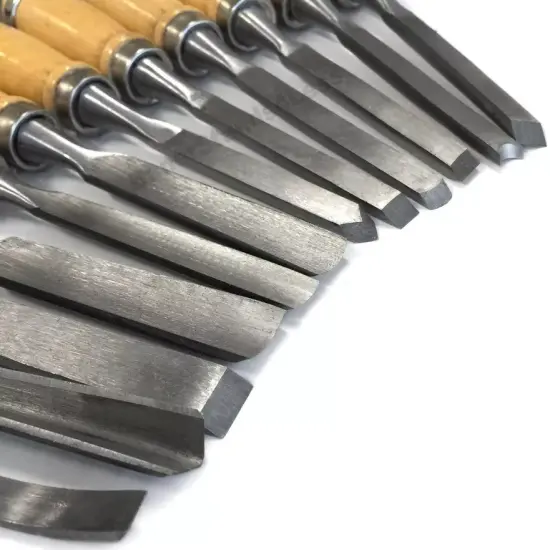 12 pc DELUXE Wood Carving CHISEL SET Set Wood Carvers CHISELS - Gouges Shapes {2}