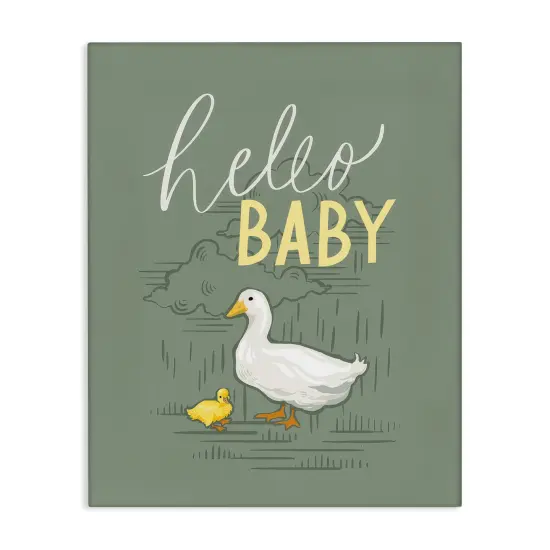 Stupell Industries Hello Baby Duck & Duckling Canvas Wall Art Design by Caverly Smith {6}