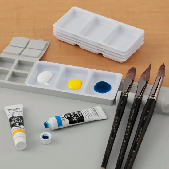 Creative Mark AquaMat 3-Well Palette Insert 5 Pack - Plastic Paint Palette for Artists, Watercolor Tray with 3 Mixing Wells, Easy to Clean, Reusable Paint Mixing Palette for AquaMat Silicone Mat {5}