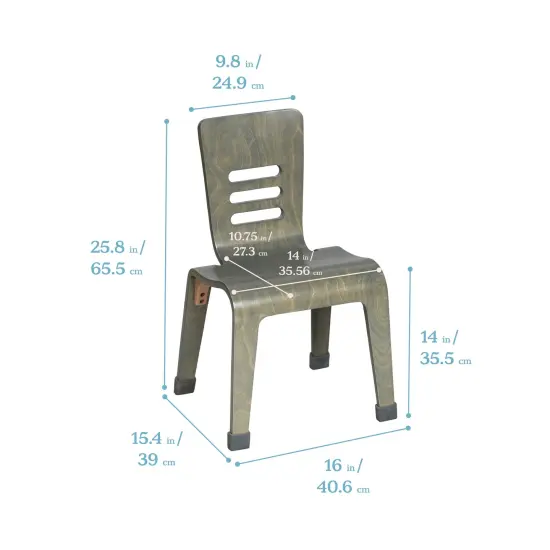 Bentwood Chair, 14in Seat Height, Stackable Seats, 2-Pack Grey Wash {2}