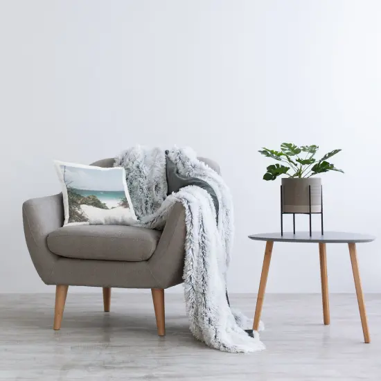 White Sand Beach Design by Noah Bay Throw Pillow  {2}