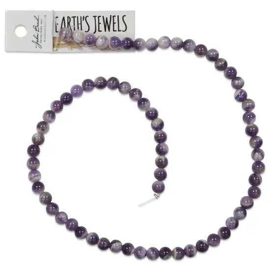 John Bead Earth's Jewels Amethyst Beads - Dog Tooth, Round, 6 mm, 16" Strand {2}
