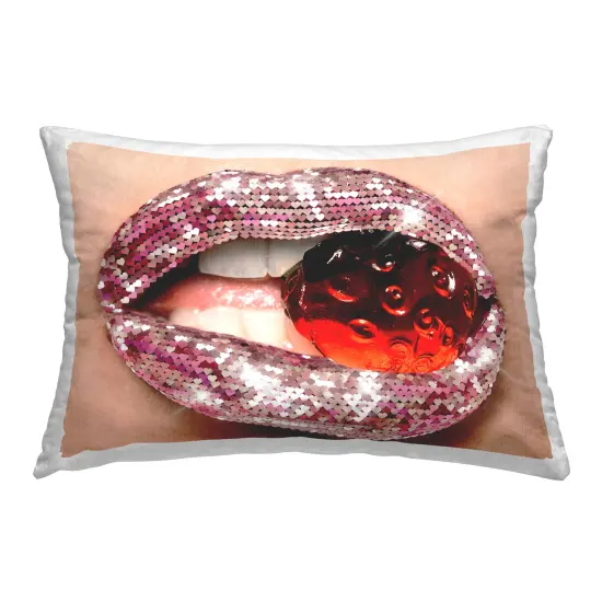 Glitzy Sequin Lips Design by Ziwei Li Throw Pillow  {1}