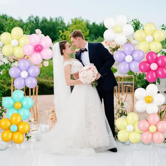 16 Set Daisy Flower Balloons DIY Kit,Pink White Yellow Latex Flower Balloon Party Decorations for Birthday Baby Shower Wedding Anniversary Daisy Groovy Fairy Flower Theme Decor {5}