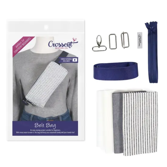 Crosscut Sewing Co.&reg; Belt Bag Sewing Project Kit - Beginner Friendly DIY Sewing Kit Stripe {1}
