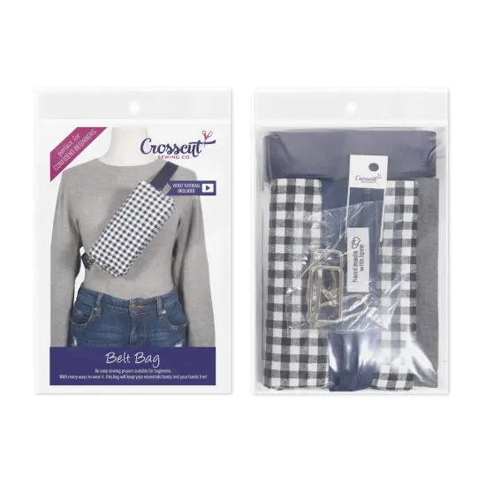 Crosscut Sewing Co.&reg; Belt Bag Sewing Project Kit - Beginner Friendly DIY Sewing Kit Gingham {2}