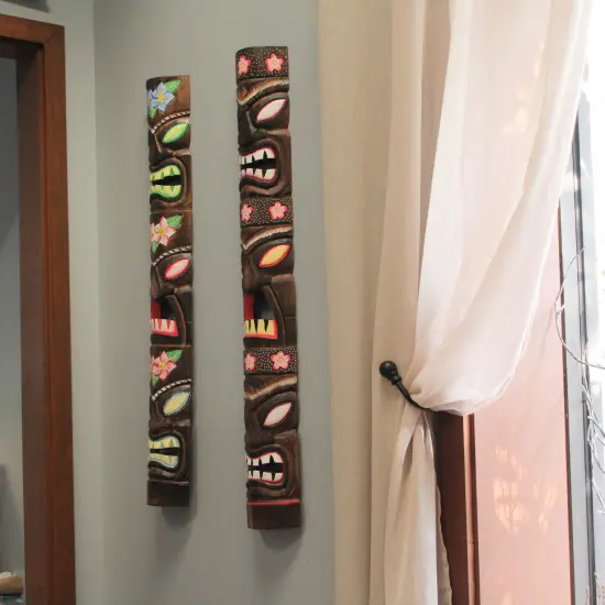 Zeckos Tiki Face Wall Masks &ndash; Hand-Carved 40&rdquo; Decor for Tiki Bars, Gardens {7}