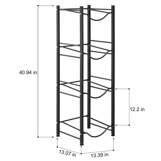 4-Tier Water Jug Rack, 5 Gallon Detachable Water Bottle Holder for Kitchen, Office, Home, Black {3}