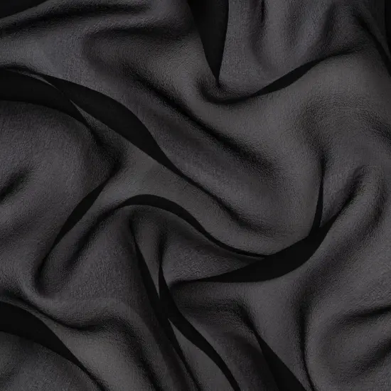 1 Yard Black Solid Silk Georgette Fabric Lightweight Draping 52 Inch Width {1}