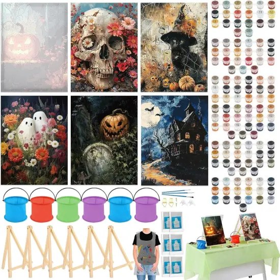 6 Sets Halloween Paint by Numbers Kit for Adults(Halloween) {1}