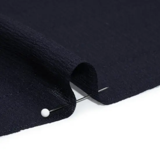 1 Yard Midnight Monochrome Pinstripe Crinkled Silk Georgette Fabric Deep Well 48 Inch Width {2}