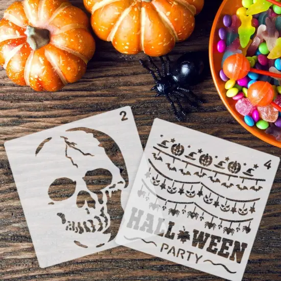 7.8 x 7.8 in Halloween Stencils 9 Pieces Template DIY(Painting) {4}