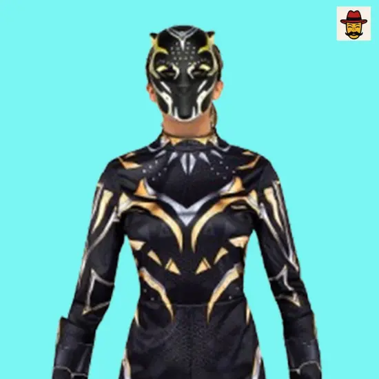 Women Marvel Black Panther Shuri Costume Printed Jumpsuit 3D Mask Set {2}
